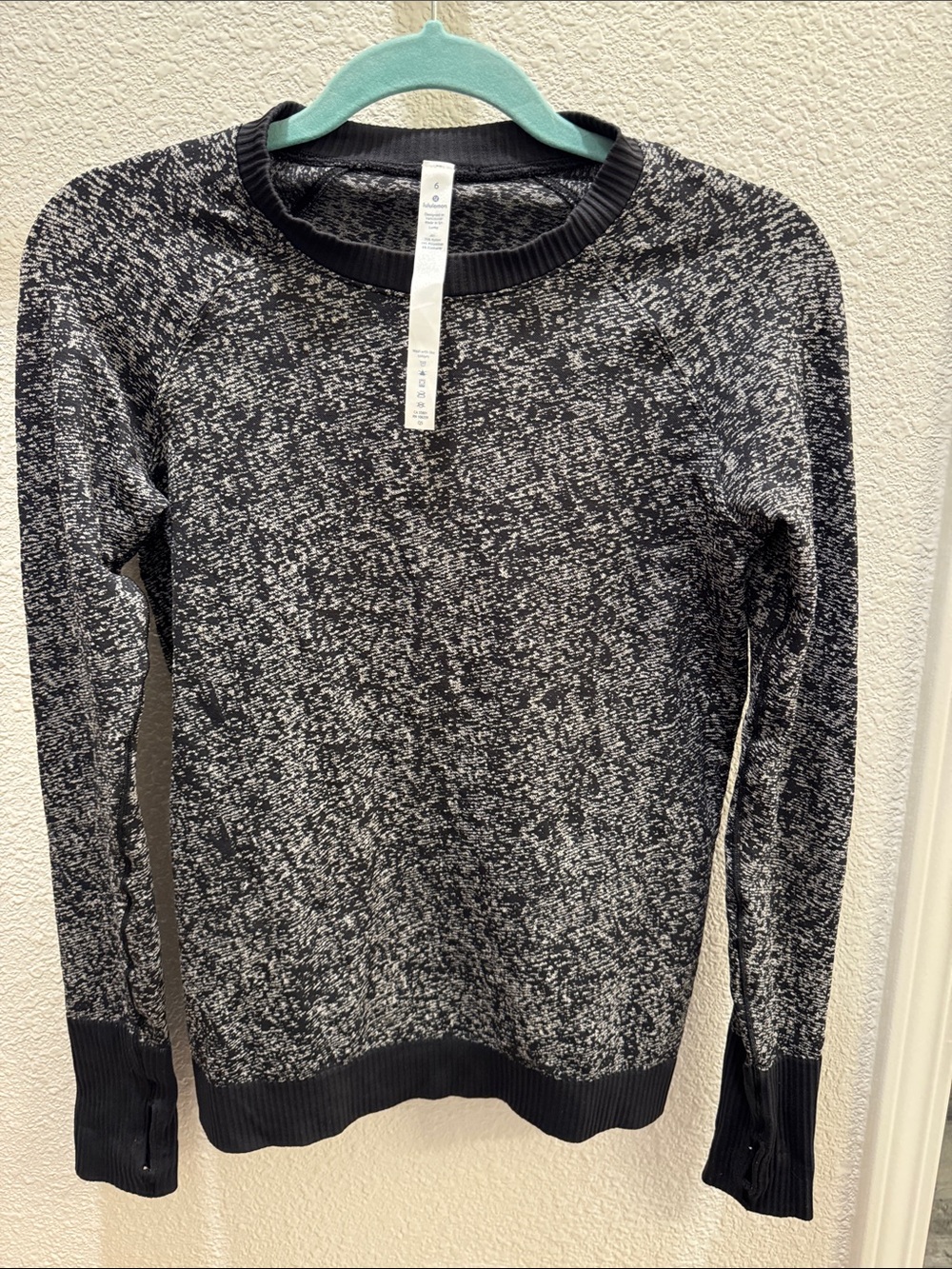 lululemon athletica Black & White Marled Crewneck Sweater